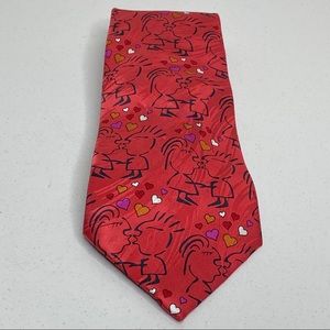 Keith Daniels Valentine’s Day Red Silk Tie Novelty   Hearts Abstract Art Print